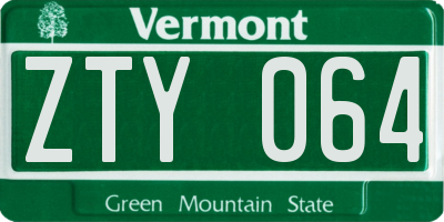 VT license plate ZTY064