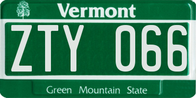 VT license plate ZTY066