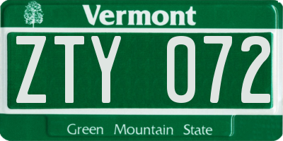 VT license plate ZTY072