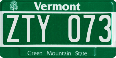 VT license plate ZTY073