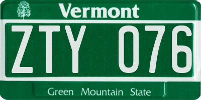 VT license plate ZTY076