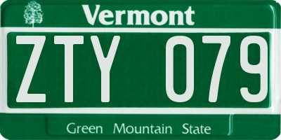 VT license plate ZTY079
