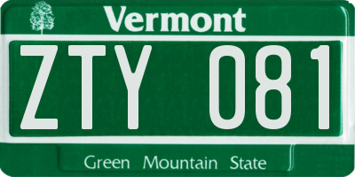 VT license plate ZTY081