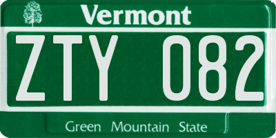 VT license plate ZTY082