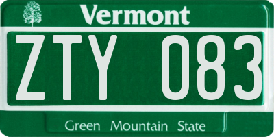VT license plate ZTY083