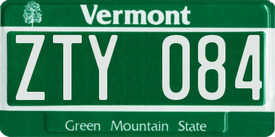 VT license plate ZTY084