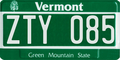 VT license plate ZTY085