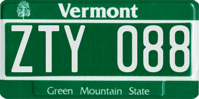 VT license plate ZTY088