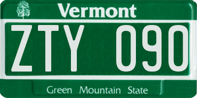 VT license plate ZTY090
