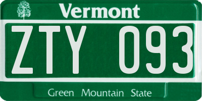 VT license plate ZTY093
