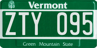 VT license plate ZTY095