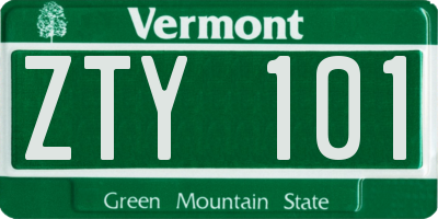 VT license plate ZTY101