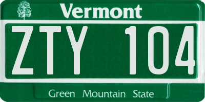 VT license plate ZTY104