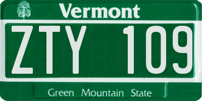 VT license plate ZTY109