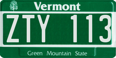 VT license plate ZTY113