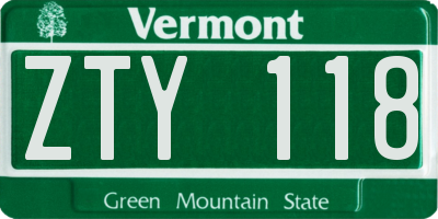 VT license plate ZTY118