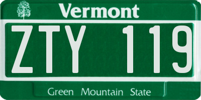 VT license plate ZTY119