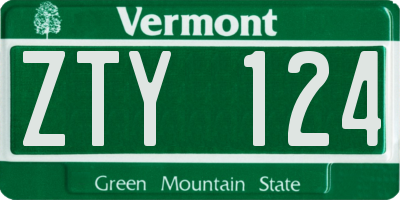 VT license plate ZTY124