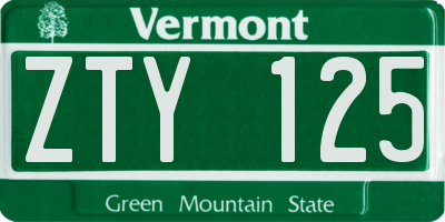 VT license plate ZTY125
