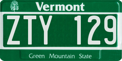 VT license plate ZTY129