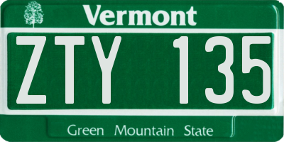 VT license plate ZTY135