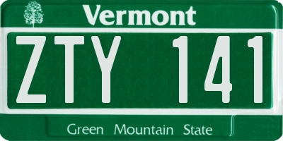 VT license plate ZTY141