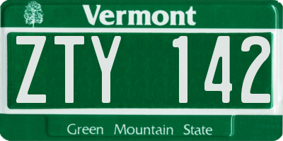 VT license plate ZTY142