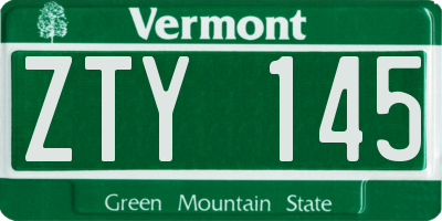 VT license plate ZTY145