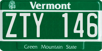 VT license plate ZTY146