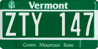 VT license plate ZTY147
