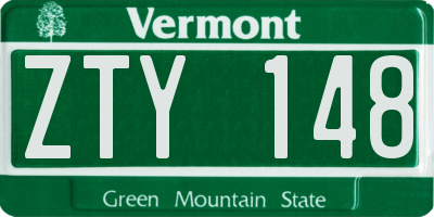 VT license plate ZTY148