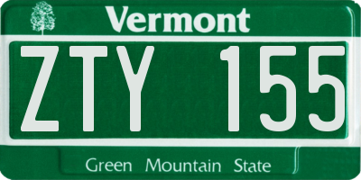 VT license plate ZTY155