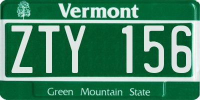 VT license plate ZTY156