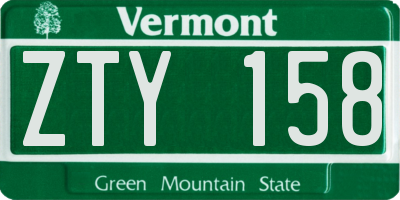 VT license plate ZTY158