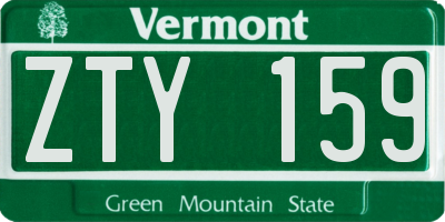 VT license plate ZTY159