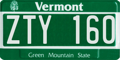VT license plate ZTY160