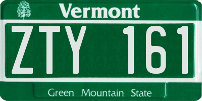 VT license plate ZTY161