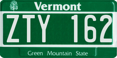 VT license plate ZTY162