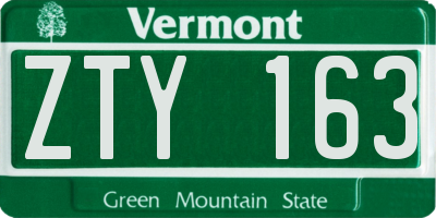 VT license plate ZTY163