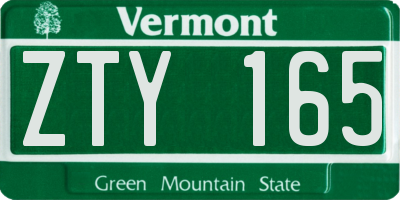 VT license plate ZTY165