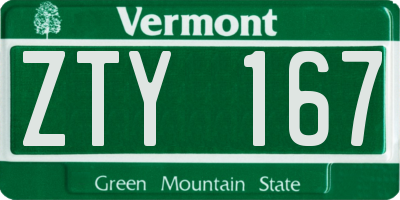 VT license plate ZTY167
