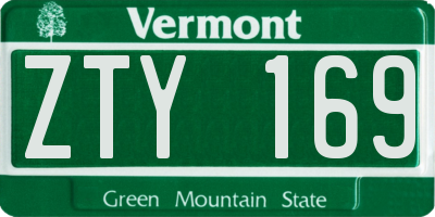 VT license plate ZTY169