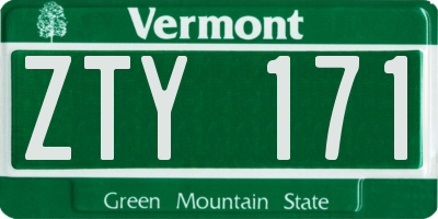 VT license plate ZTY171