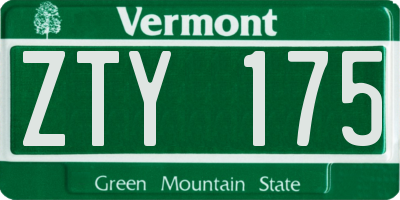 VT license plate ZTY175