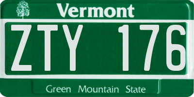 VT license plate ZTY176