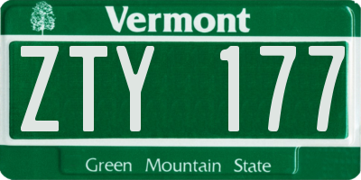 VT license plate ZTY177