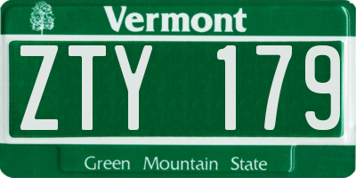 VT license plate ZTY179