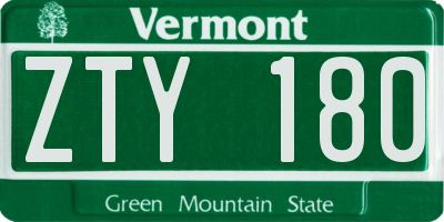 VT license plate ZTY180