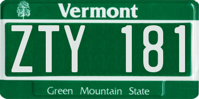 VT license plate ZTY181