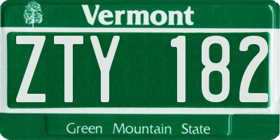VT license plate ZTY182